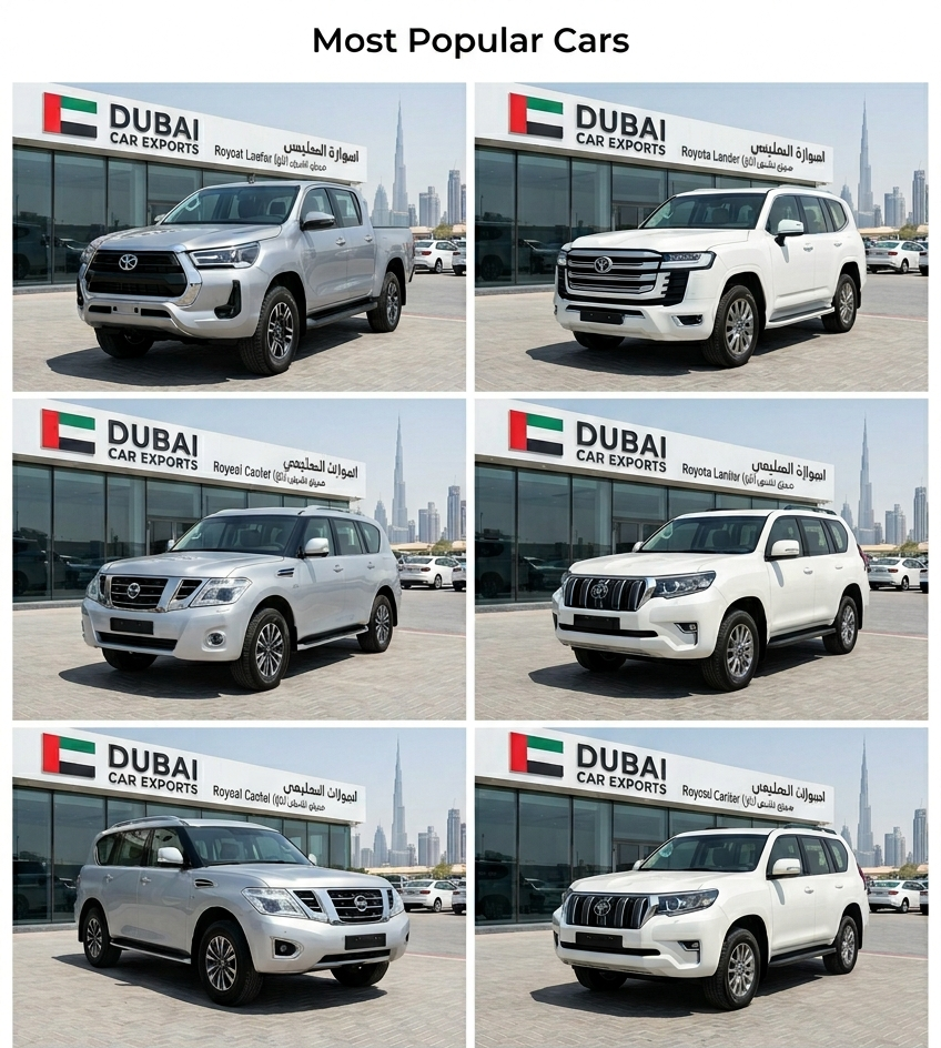 Most popular used cars exported from Dubai to Africa 2026
