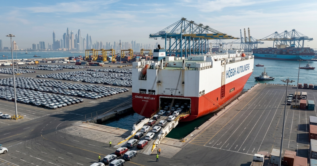 Cars being exported from Jebel Ali Port Dubai to Africa
