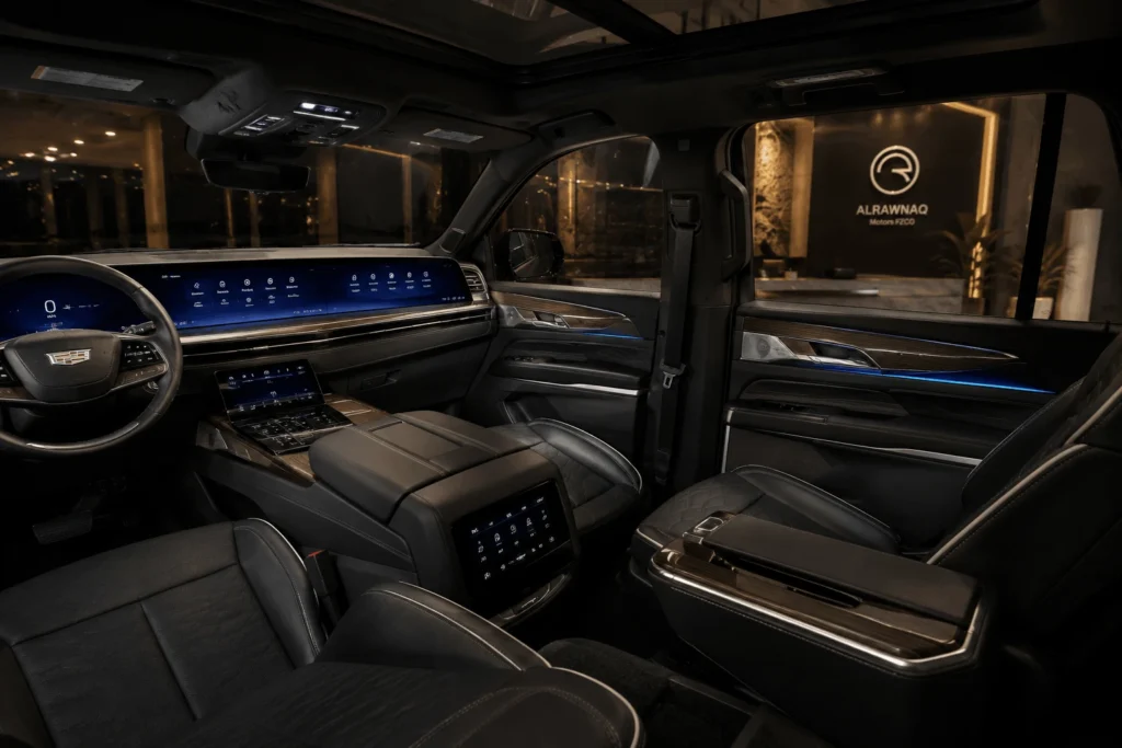 Cadillac Escalade interior — 33-inch curved OLED display and executive rear seating
