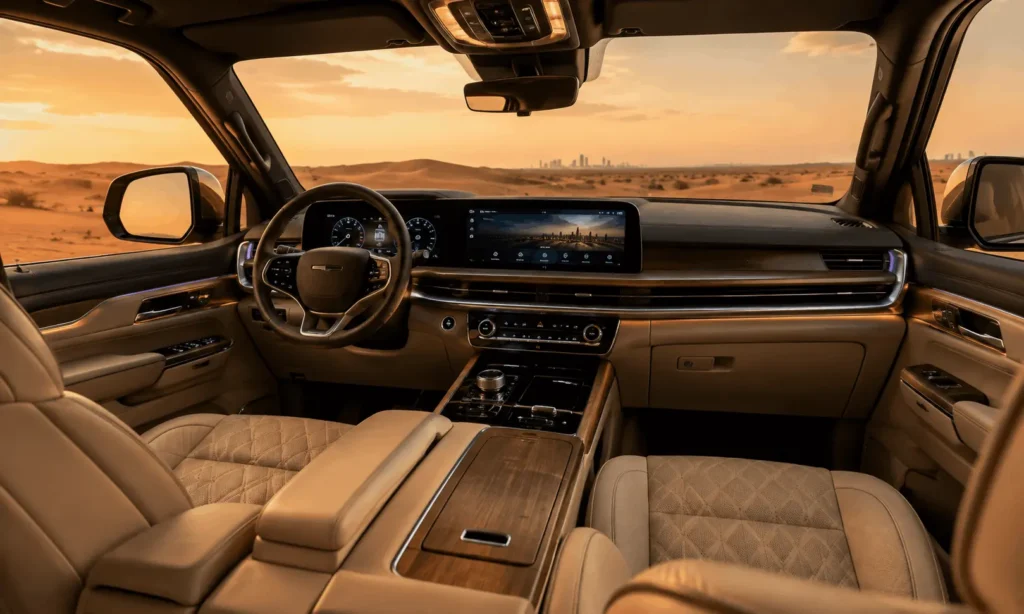 Luxury full-size SUV interior in the UAE